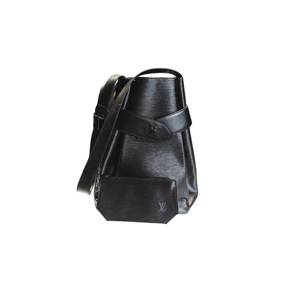 Louis Vuitton Black Leather Bucket Bag